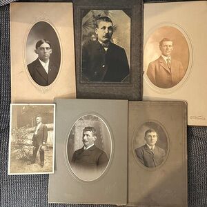 Vintage Black and White Photos Cabinet Card Portrait Men Lot of 15